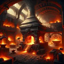 The iron forge, a Titan Saga: Idle profession workplace