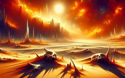 Burning orange dunes under a white sun: the Desert region of Titan Saga: Idle