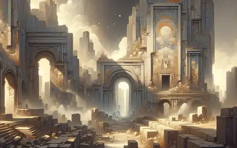 Pale marble arches and broken stairways: the Ruins region of Titan Saga: Idle