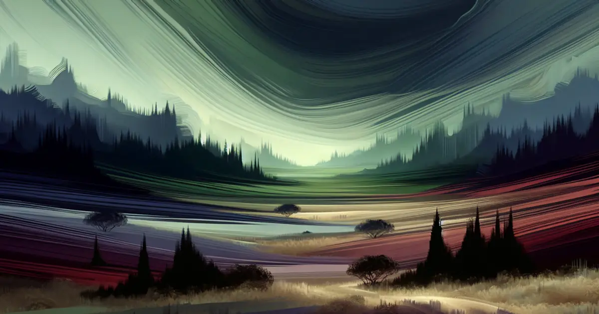 A twilit shadowland split between lit ground and deep shadow, the Noble and Underworld halves of Titan Saga: Idle alignment