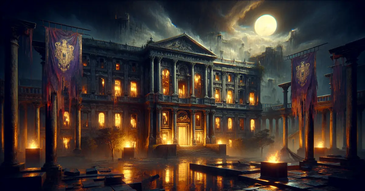 A disgraced noble's moonlit manor, one of the backstories a Titan Saga: Idle character can be rolled with